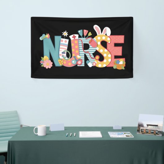 Osternurse Stethoscope Bunny Rabbit Eggs Banner (Messeveranstaltung)