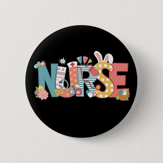 Osternurse Stethoscope Bunny Rabbit Eggs Button (Vorderseite)