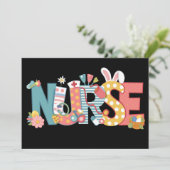 Osternurse Stethoscope Bunny Rabbit Eggs Einladung (Stehend Vorderseite)