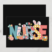 Osternurse Stethoscope Bunny Rabbit Eggs Einladung (Vorne/Hinten)