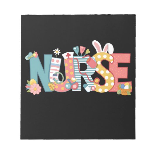 Osternurse Stethoscope Bunny Rabbit Eggs Notizblock (Vorderseite)