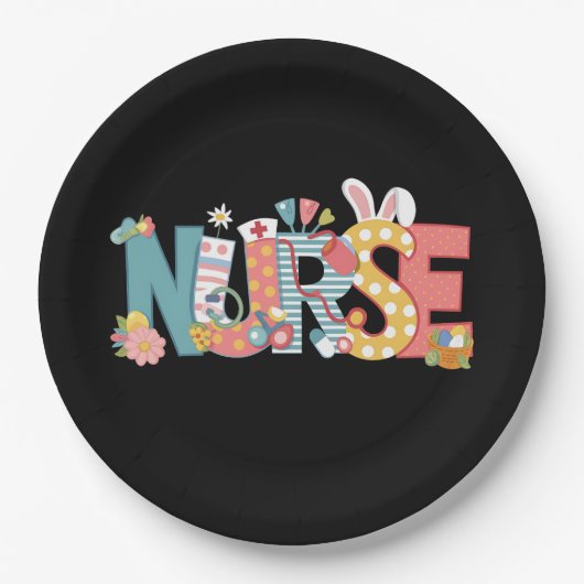 Osternurse Stethoscope Bunny Rabbit Eggs Pappteller (Vorderseite)