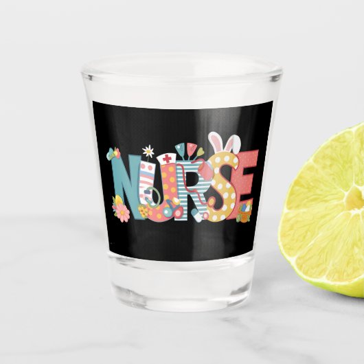 Osternurse Stethoscope Bunny Rabbit Eggs Schnapsglas (Vorderseite)