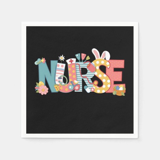 Osternurse Stethoscope Bunny Rabbit Eggs Serviette (Vorderseite)