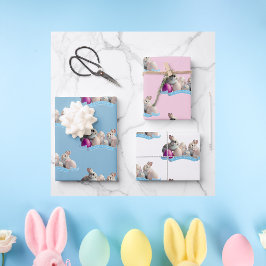 Osterpackpapier zwei Kaninchen & Ostereier Geschenkpapier Set