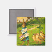 Osterparade mit Kaninchen & Chicks Vintag Magnet (Vorderseite/Rückseite)