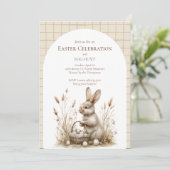OsterParty Bunny Beige Boho Einladung (Stehend Vorderseite)