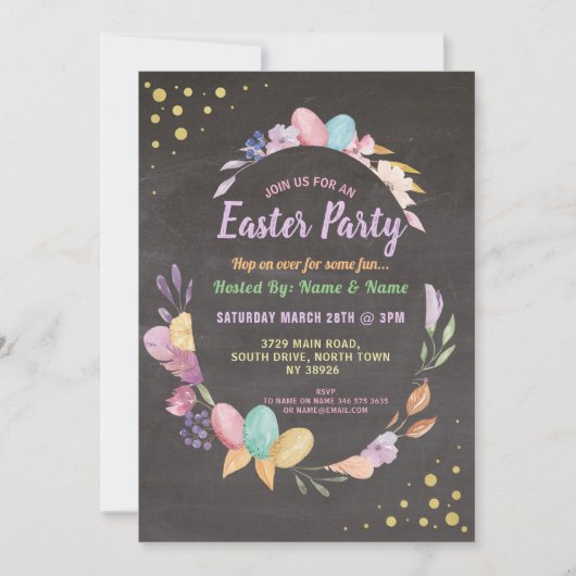 OsterParty EGG Blume Party Rosa Einladung (Vorderseite)