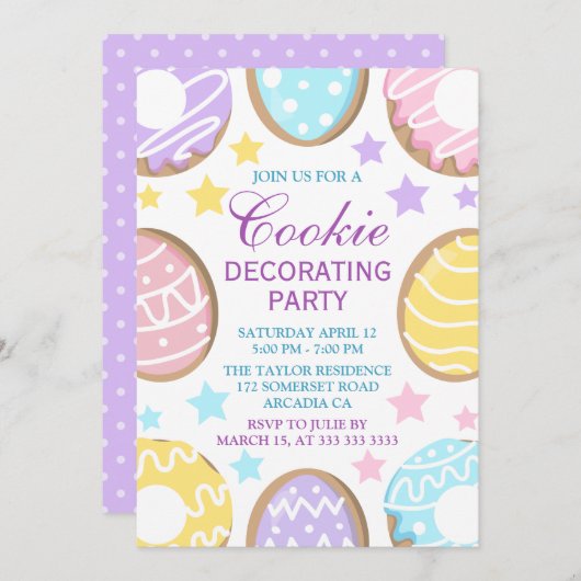 Osterpastel-Cookie Dekorieren Party Einladung (Vorne/Hinten)