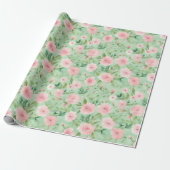 Osterpastel Pink & Green Florals Geschenkpapier (Ungerollt)