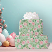 Osterpastel Pink & Green Florals Geschenkpapier