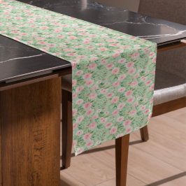 Osterpastel Pink & Green Florals Kurzer Tischläufer