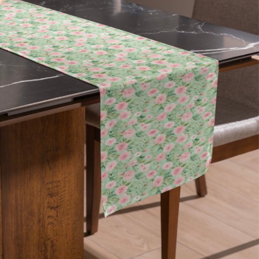Osterpastel Pink & Green Florals Kurzer Tischläufer