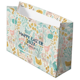 Osterpastellfarben Symbole nahtlos Muster Große Geschenktüte