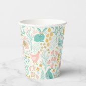 Osterpastellfarben Symbole nahtlos Muster Pappbecher (Vorderseite)