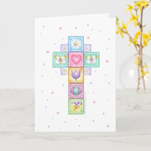 Osterpatchwork Kreuzsegnung Karte (Gelbe Blume)