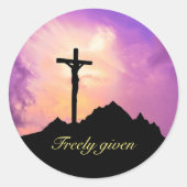 Osterpersonalisieren Sie Jesus am Kreuz Runder Aufkleber (Vorderseite)