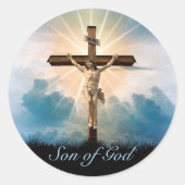 Osterpersonalisieren Sie Jesus am Kreuz Runder Aufkleber (Vorderseite)