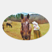 Osterpferd Ovaler Aufkleber (Vorderseite)