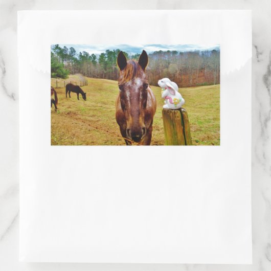 Osterpferd Rechteckiger Aufkleber (Tasche)