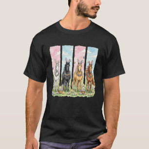 Osterpferde mit Hase und Blumen Design Lange S T-Shirt