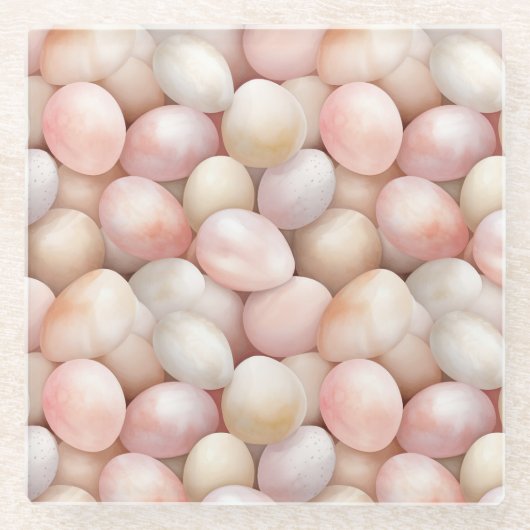Osterpfirsich-Rosa-Eier Glasuntersetzer (Vorderseite)