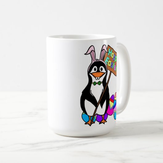 Osterpinguin mit farbigen Eiern Kaffeetasse (VorderseiteRechts)