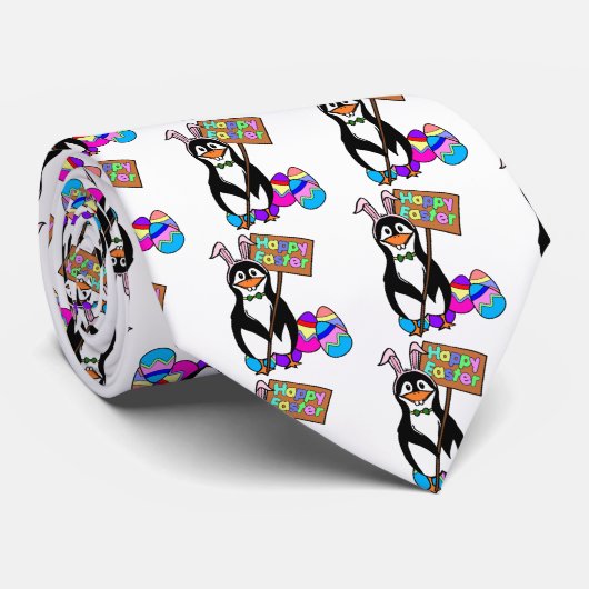 Osterpinguin mit farbigen Eiern Krawatte (Gerollt)