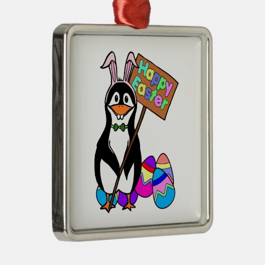 Osterpinguin mit farbigen Eiern Ornament Aus Metall (Rechts)