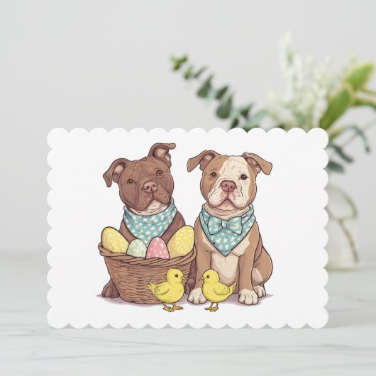 Osterpit Bull Hunde Feiertagskarte (Stehend Vorderseite)