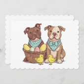 Osterpit Bull Hunde Feiertagskarte (Vorne/Hinten)