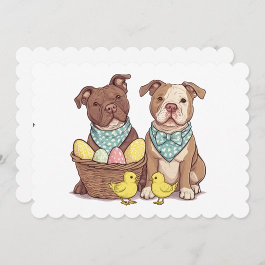 Osterpit Bull Hunde Feiertagskarte (Vorne/Hinten)