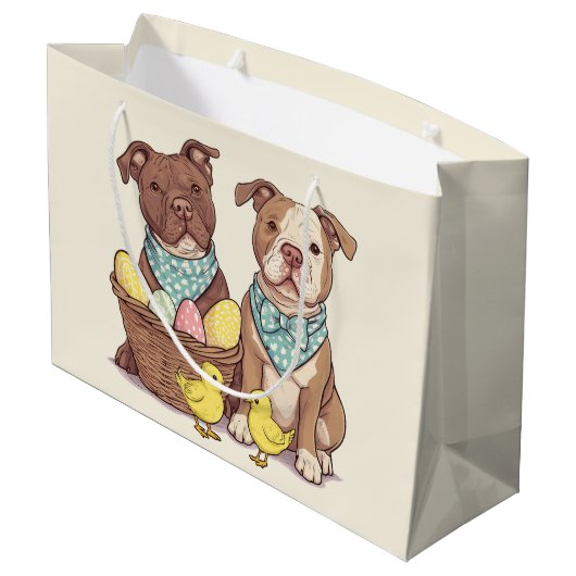 Osterpit Bull Hunde Große Geschenktüte (Rückseite Schrägansicht)