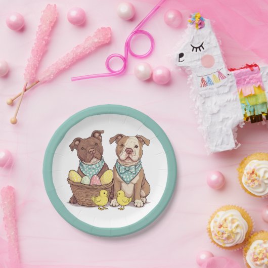 Osterpit Bull Hunde Pappteller (Party)