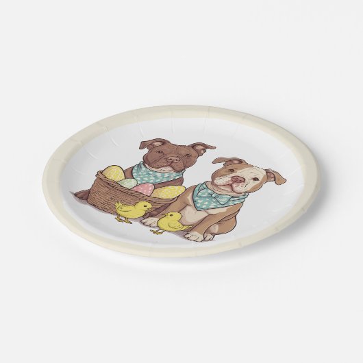 Osterpit Bull Hunde Pappteller (Schrägansicht)