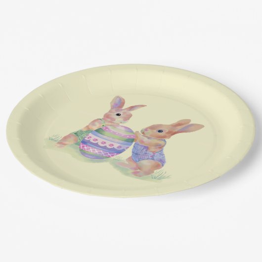 Osterplatte Ei Bunnies Pappteller (Schrägansicht)