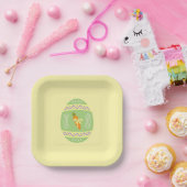 Osterplatte grünes Ei auf gelbem Party Pappteller (Party)