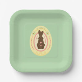 Osterplatte mit braunem und gelbem Party Pappteller