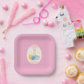 Osterplatte Rosa Ei auf Rose Hintergrund Party Pappteller (Party)