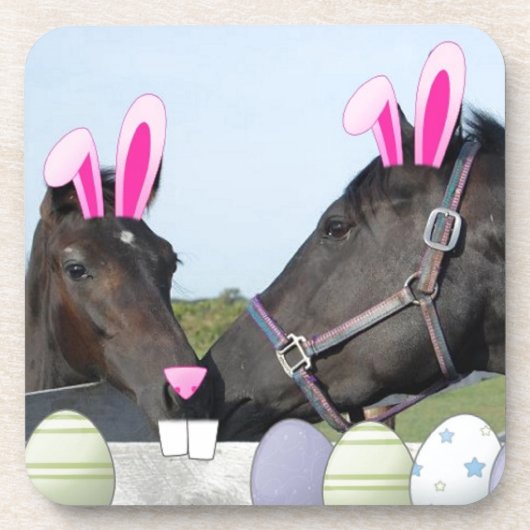 Osterpony und Pferd Getränkeuntersetzer (Vorderseite)