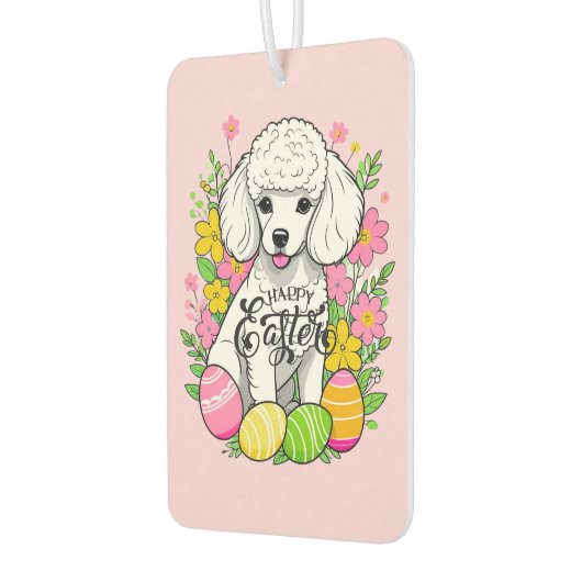 Osterpoodle mit Blume Autolufterfrischer (Links)