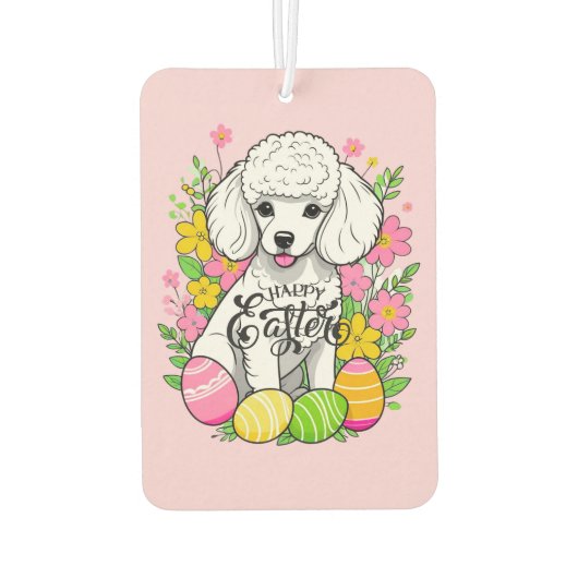 Osterpoodle mit Blume Autolufterfrischer (Rückseite)