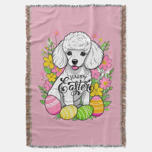 Osterpoodle mit Blume Decke (Vorderseite Vertikal)