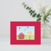 Osterpostkarte in Rot Feiertagspostkarte (Stehend Vorderseite)