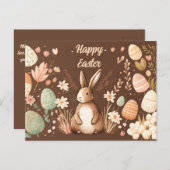 Osterpostkarte mit sonnigen und schokoladenbraunen postkarte (Vorne/Hinten)