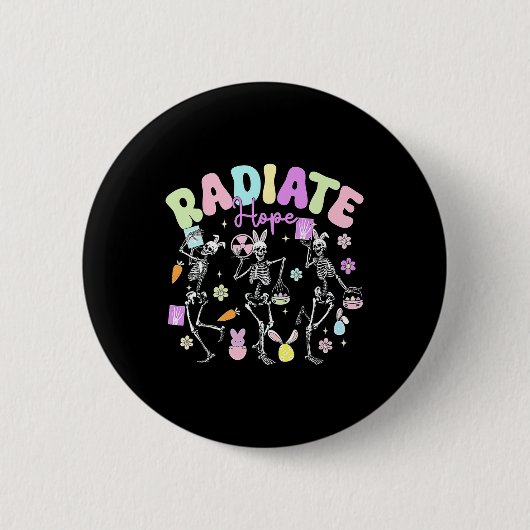 Osterradiologie Therapeut Skeleton Dancing Radiat Button (Vorderseite)