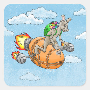 Osterraketensonnensonne Quadratischer Aufkleber