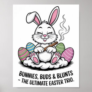 Osterrätsel Humorvolle Hasen Knospen Stumpfe Trio  Poster