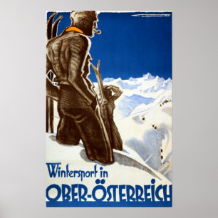 " Österreich: 1930er/heute Oö - Wintersport Reise  Poster
