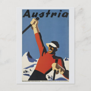 Österreich Alpen Berge Skifahren Reisen Vintage Postkarte